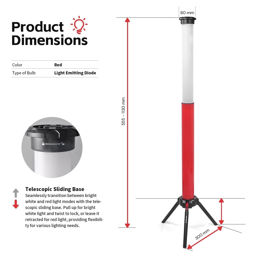 Reflector baliza led recargable 360° con tripode y usb