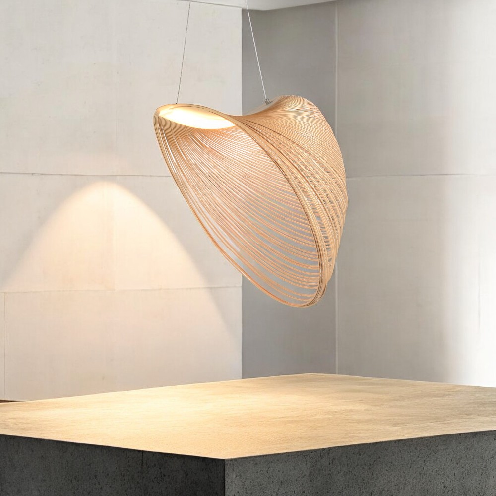 LAMPARA COLGANTE LED BELGICA,ESTRUCTURA DE MADERA 3000K 7W 70X50 CM