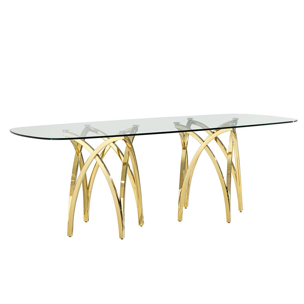 Mesa comedor rectangular 220x100 Gin top vidrio base chrome