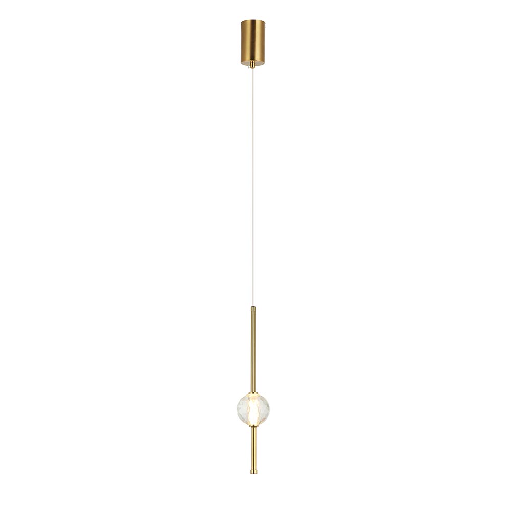 Lámpara led colgante Nirv brass detalle vidrio con 3CCT 4W