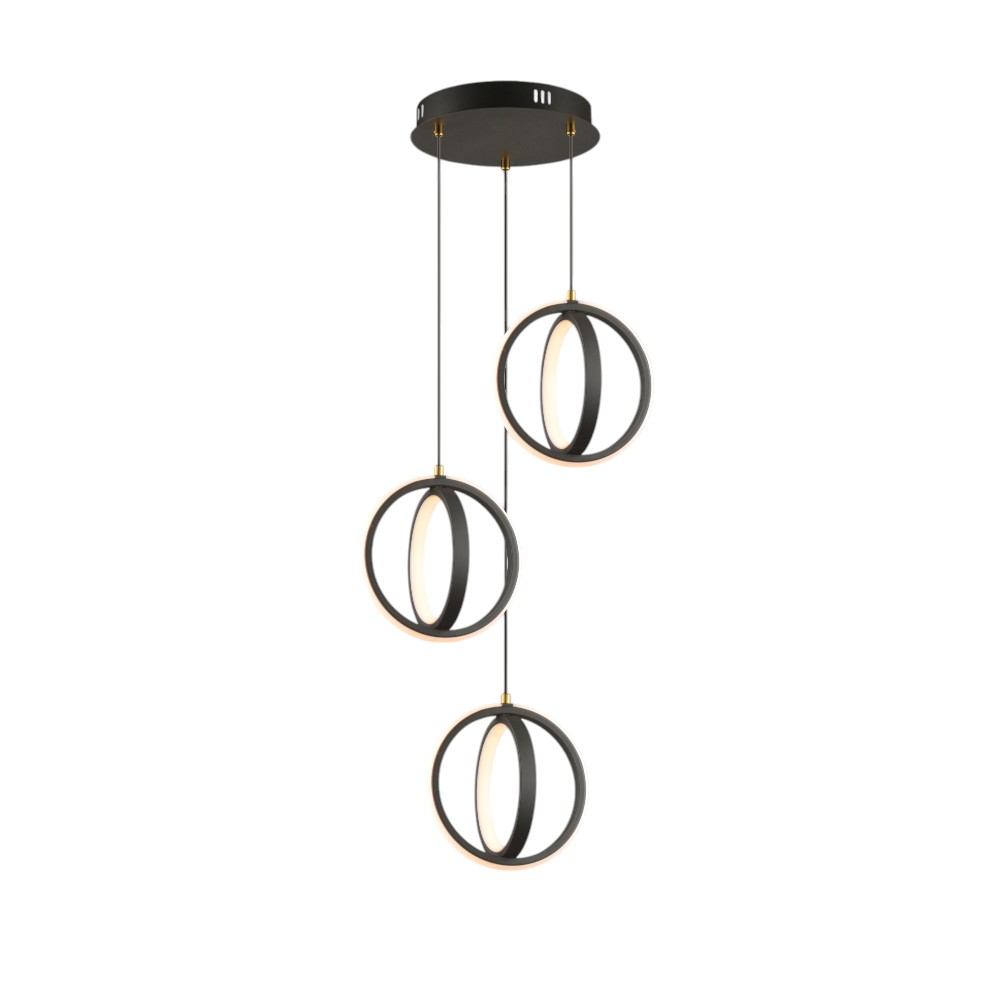 Lámpara led colgante Amaly negro con 3CCT