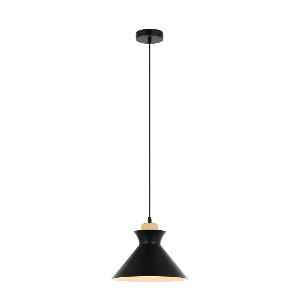 Lámpara colgante E27 Reign color negro/madera