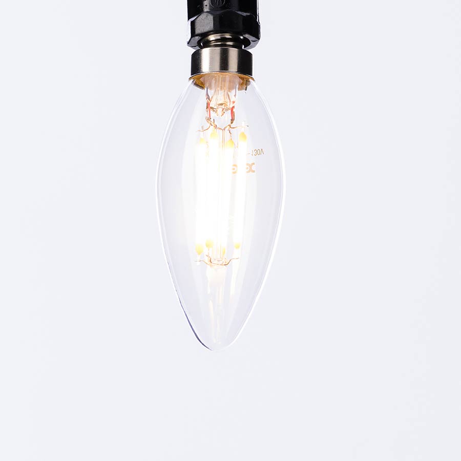 Foco led C35 base E12 4W 470LM 2700K vidrio transparente
