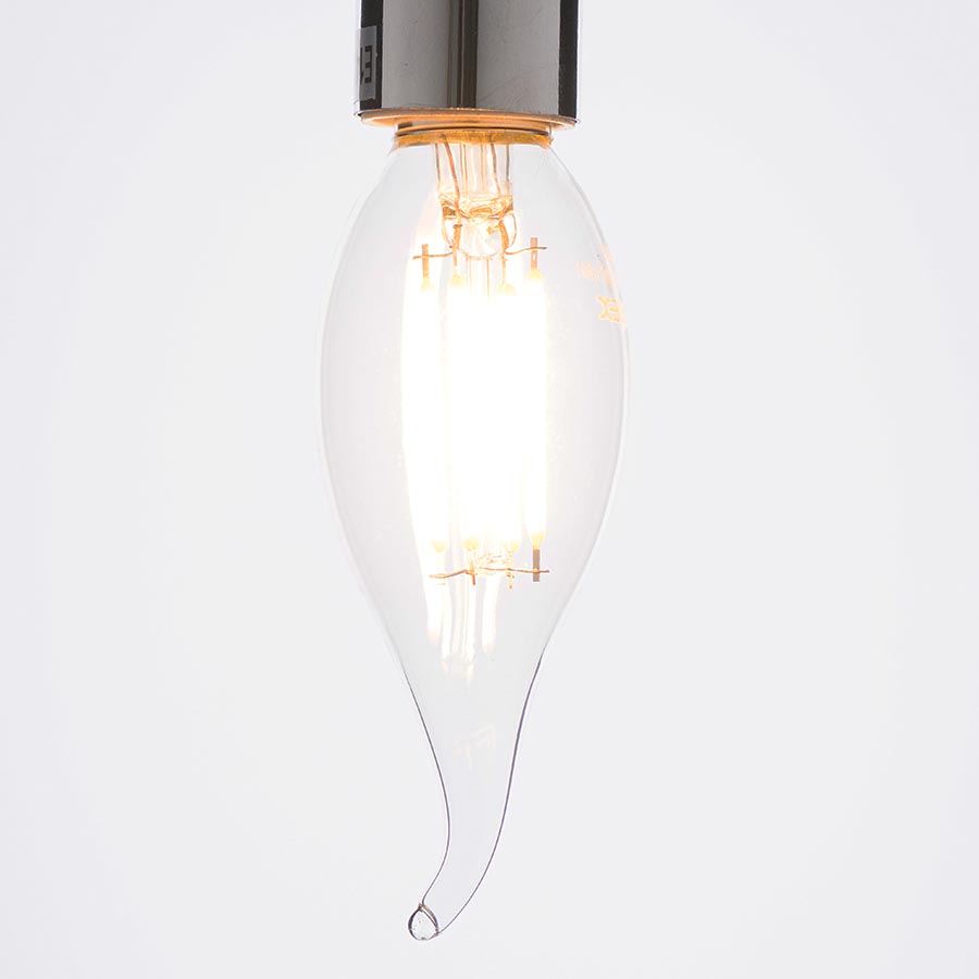 Foco led C35 base E12 4W 400LM 2700K vidrio transparente