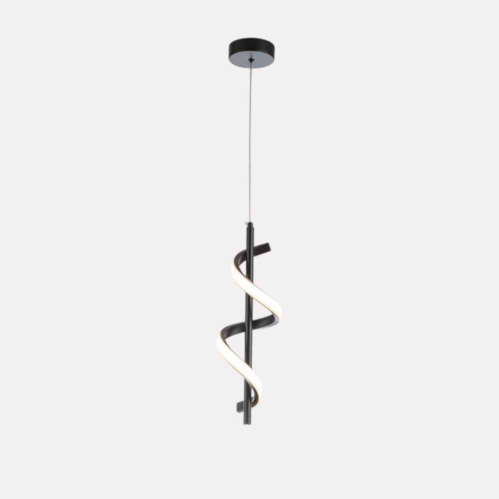 Lámpara led colgante Curl black con luz cálida 12W